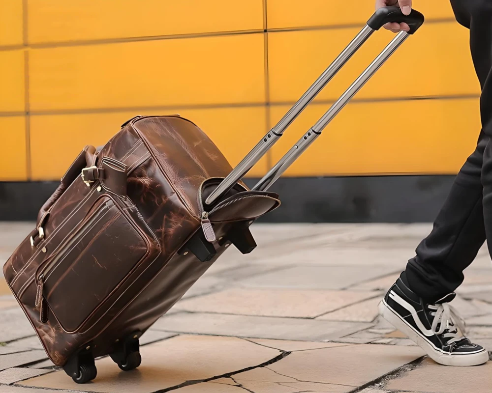 leather carry on luggage with wheels